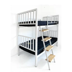 เตียงเหล็ก 3.5 ฟุต 2 ชั้น บันไดเสริมไม้ใหญ่