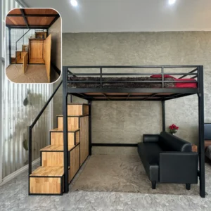 เตียงยกสูง บันไดตู้เสื้อผ้า